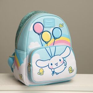 Loungefly Sanrio Cinnamoroll Rainbow Kawaii Balloon Mini Backpack Blue Glitter